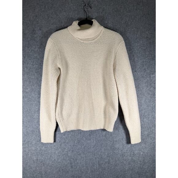 Uniqlo Sweater Women XS Wool Blend Ivory‎ Knit Turtleneck Cozy Coastal Fishermen - Picture 1 of 7
